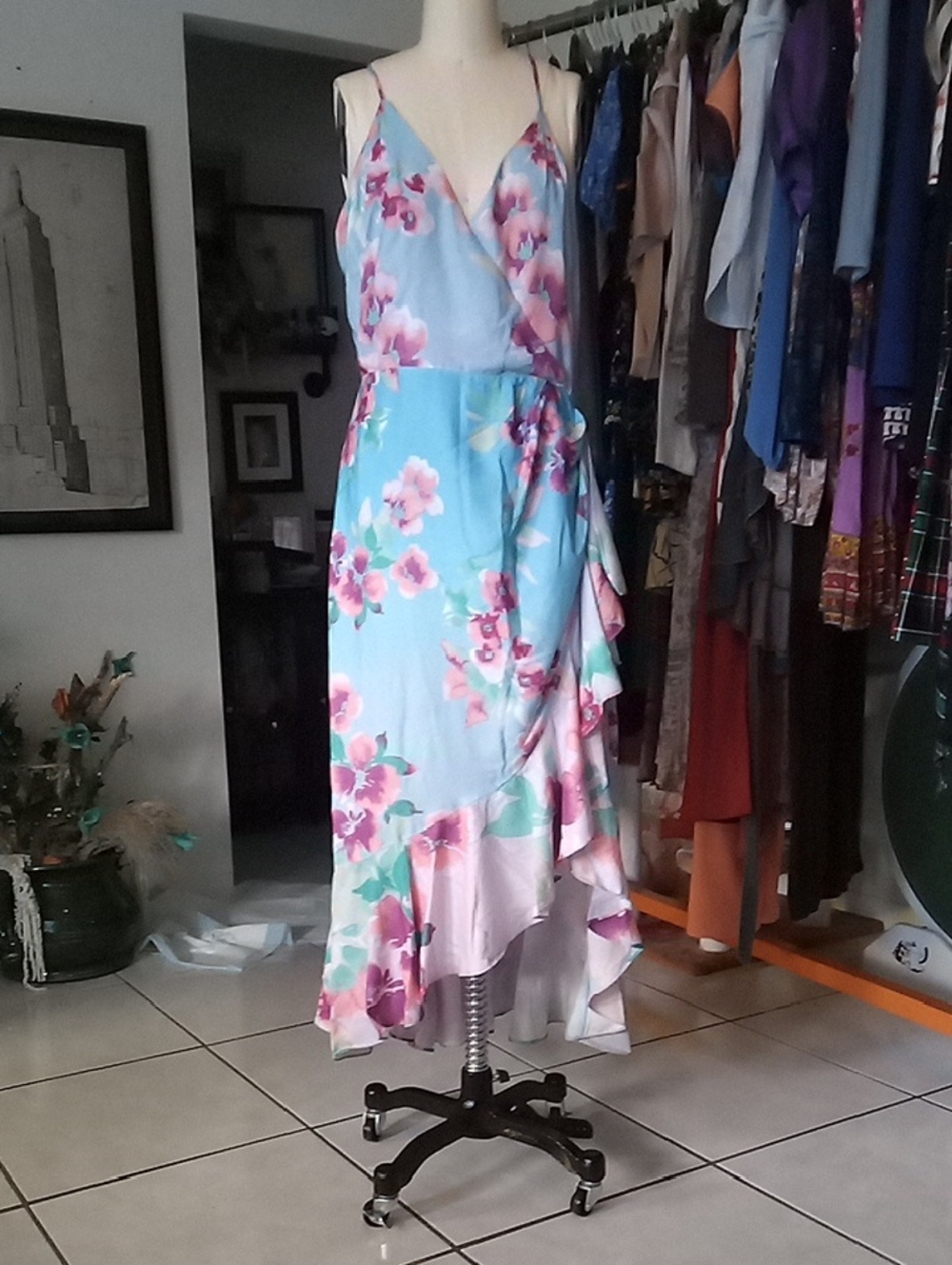 Adelyn Rae Light Blue Floral Maxi Dress
